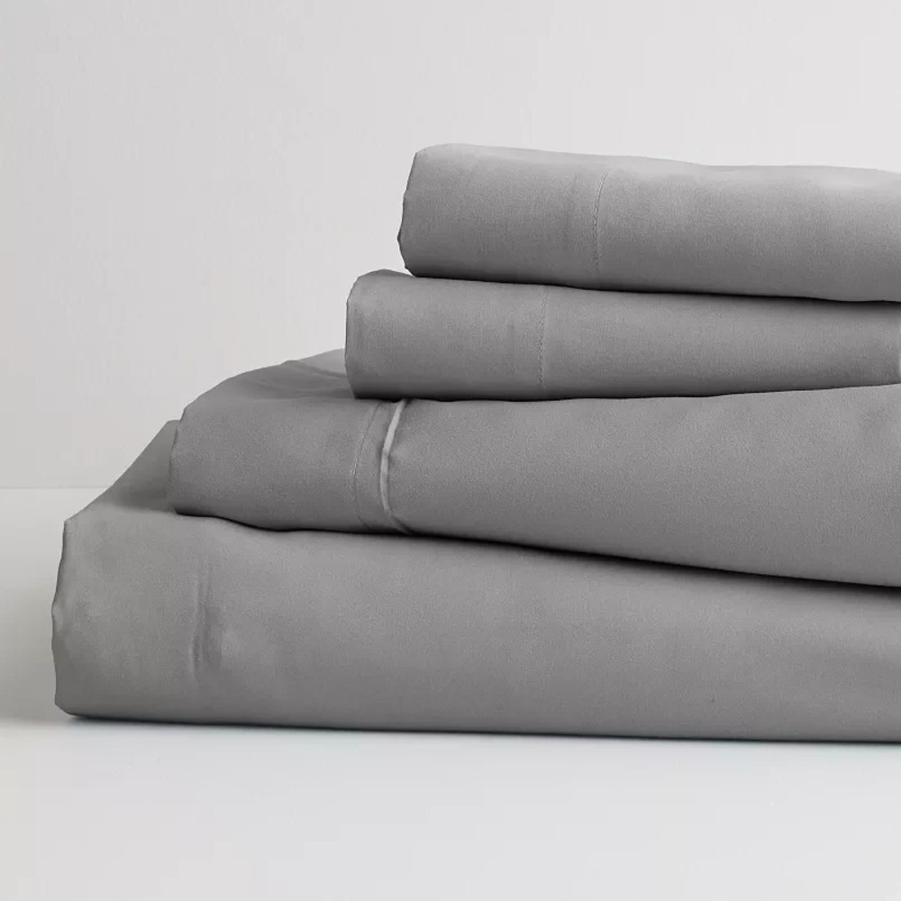 The Big One Easy Care 3 Piece Twin Size Sheet Set‎ in Medium Grey NEW